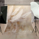 Aperturee - Aperturee Painted White Neutral Feathers Fine Art Sweep Backdrop